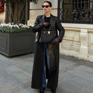 $1800 Nour Hammour Misha Leather Trench Coat Sz.34